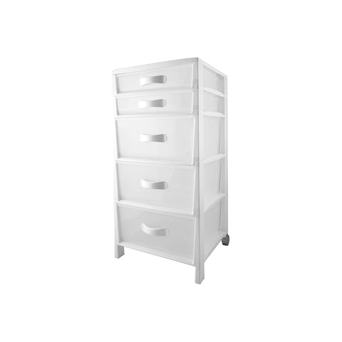Rollcontainer Futura Slim, 5 Schubladen, weiß