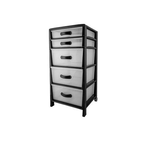 Kommode Futura Slim mit 5 Schubladen, Schwarz
