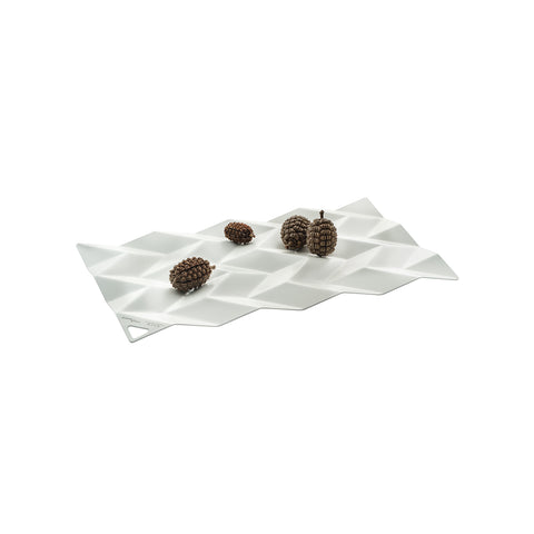 Tischmitte aus weißem Edelstahl 38x23,5cm
