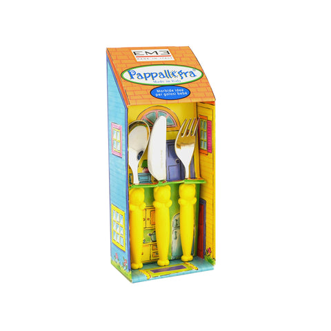 3-teiliges Kinderbesteck-Set Pappallegra Gelb
