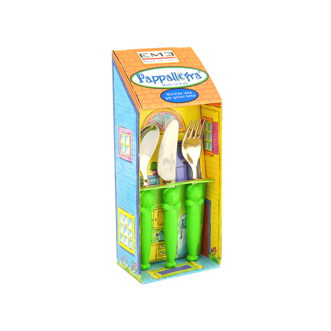 Set 3-teiliges Kinderbesteck Pappallegra Grün