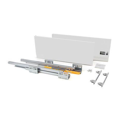 Set Schublade außen mit 2 Vollauszügen und 2 Seiten 18,5x50cm Weiß