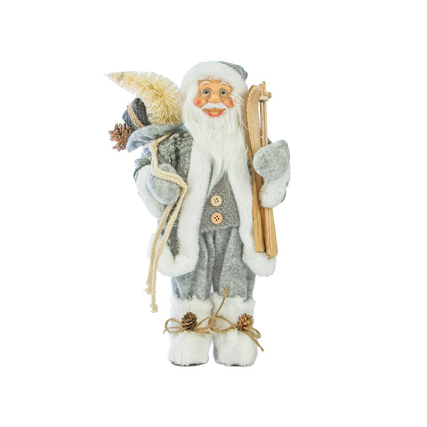Weihnachtsmann-Dekoration mit Sack und Skiern 40cm