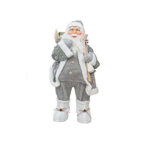 Weihnachtsmann-Dekoration mit Sack und Skiern 80cm