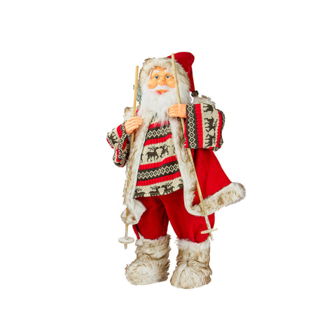 Weihnachtsmann-Dekoration mit Sack und Skiern 80cm