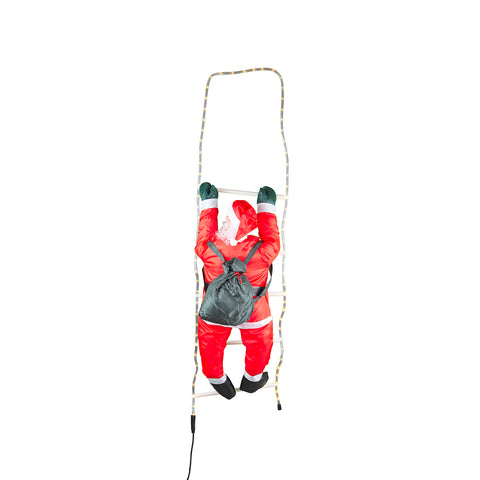 Weihnachtsmann auf Leiter LED-Deko 38x140cm