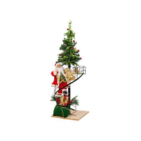 Weihnachtsmann-Dekoration auf Musikleiter 140 cm
