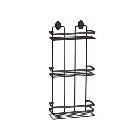 Rechteckige Duschablage mit 3 Etagen aus schwarzem Stahl 24x50x11cm