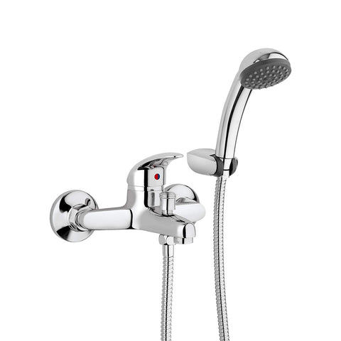 Einhand-Wannenbatterie mit Brausegarnitur und Kopfbrause