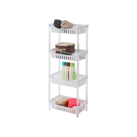 Scaffale Portaoggetti Multiuso A 4 Ripiani In Plastica Bianco 31,2x82,5x19cm