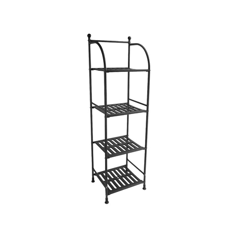 Scaffale Portaoggetti Per Bagno A 4 Piani In Metallo Nero 33,5x116x27,5cm