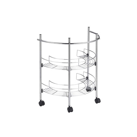Unterschrank auf Rollen mit 2 Ablagen aus verchromtem Stahl 55x67x34cm
