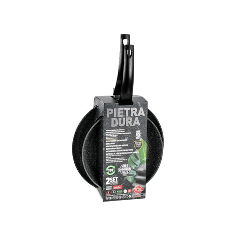 2er-Set Induktionspfannen 22/26 cm, Steinoptik