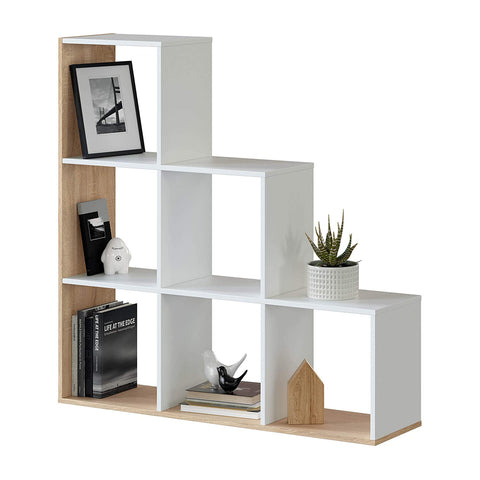 Bücherregal mit 6 Fächern Weiß 110x108x28cm