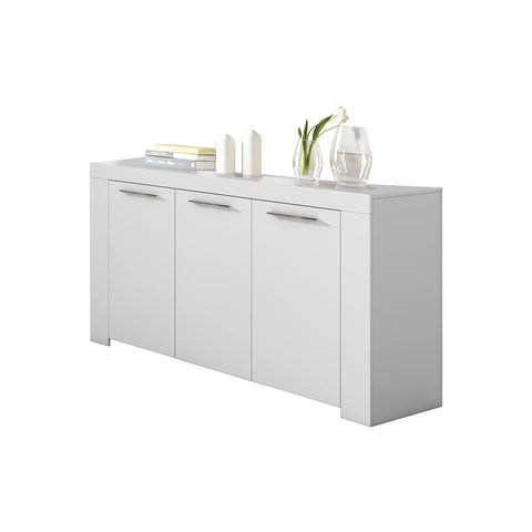 Mobiles Sideboard mit 3 Türen, weiß, 144x42x80cm