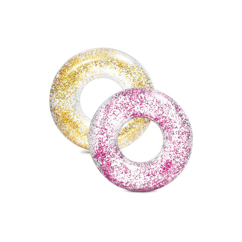 Aufblasbarer Glitter-Schwimmring 119cm