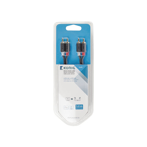 Audio-Kabel 2x Cinch-Stecker - Stecker 3m