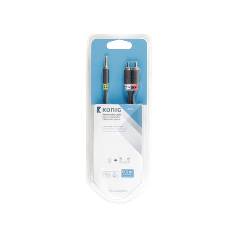 Stereokabel Klinke 3,5 mm Stecker - 2x Cinch Stecker 0,50m