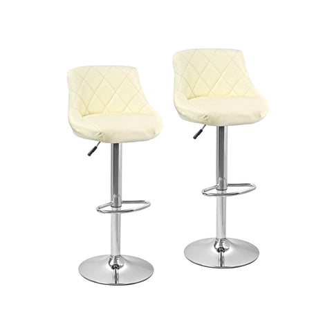 2er-Set Barhocker und Küchenhocker aus beigem Kunstleder
