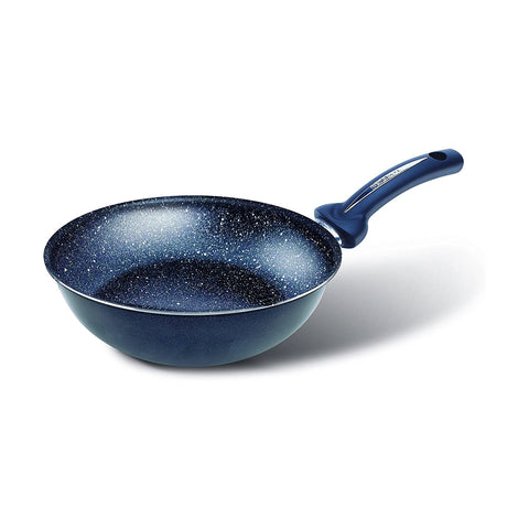 Wok 28 cm Antihaftbeschichtet Stein-Effekt für Induktion mit Edelstahlboden Made in Italy