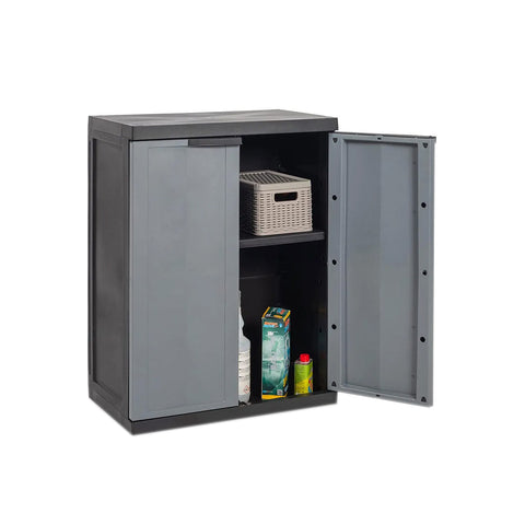 Armadio Basso a 2 Ante e 1 Ripiano Regolabile 65x37x85cm