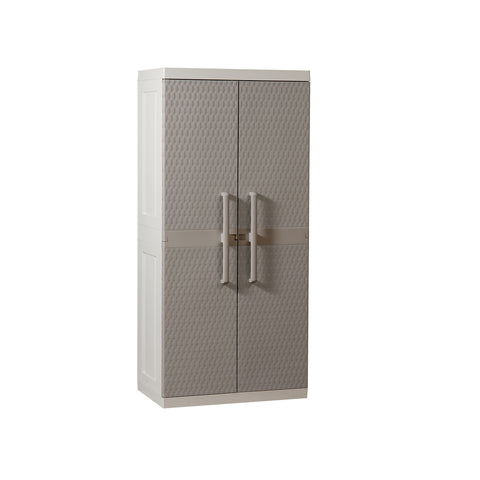 Rattan Mega Besenschrank Grau