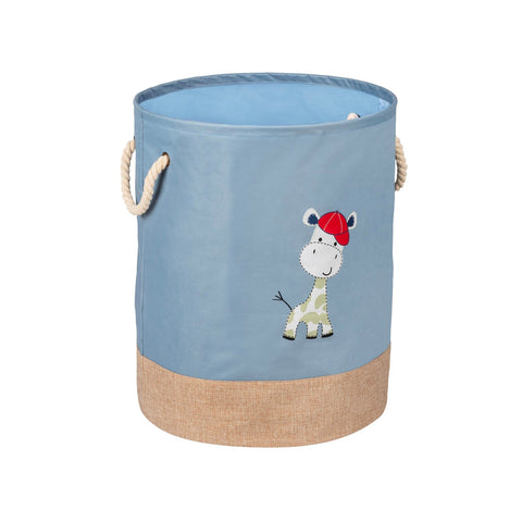 Cesta Kids Per Il Bucato 63l Con Stampa Giraffa E 2 Manici In Corda Blu