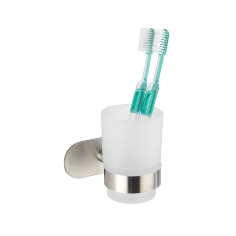 Haken- und Zahnbürstenhalter-Set aus Stahl und Glas