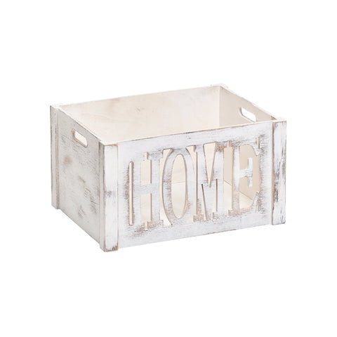 Weiße Holz-Aufbewahrungsbox 40x30x22cm