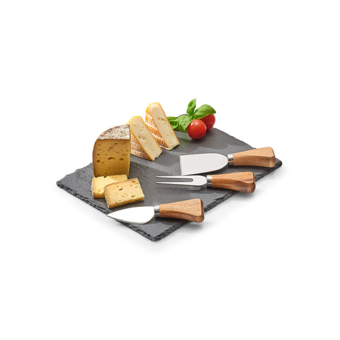 3-teiliges Käsemesser-Set mit Schieferplatte