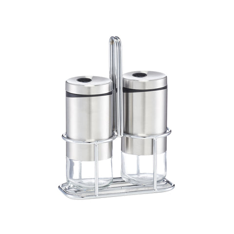 Salz- und Pfefferstreuer-Set aus Glas und Edelstahl