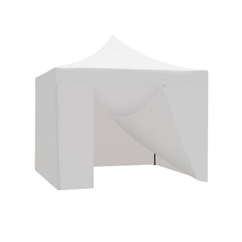 Pavillon mit wiederverschließbaren Planen, weiß, 3x3m