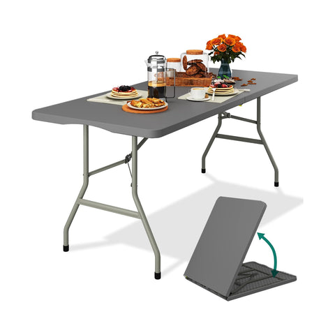 Tisch Clori 180x75x74 cm aus HDPE klappbar als Koffer, grau