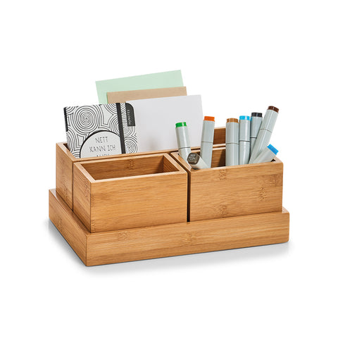 immagine-2-zeller-organizer-con-vassoio-in-bamboo-28x18x11cm-ean-4003368253879