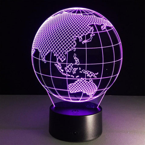 Lampada LED globo terrestre con illuminazione viola multicolore, perfetta per creare atmosfera rilassante in camera e studio