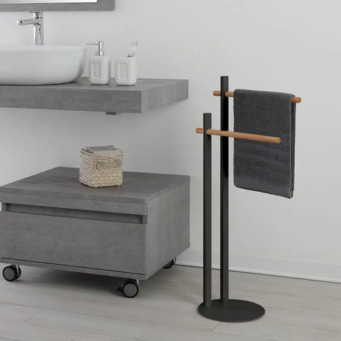 immagine-4-feridras-piantana-portasciugamani-2-bracci-in-bambu-in-acciaio-nero-22x805x22cm-ean-8056471553295