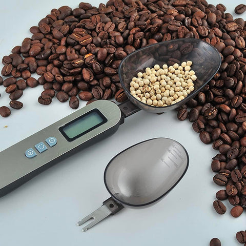 Bilancia digitale da cucina a cucchiaio Kiwi 300g con cucchiaio staccabile per pesare chicchi di caffè e legumi con precisione 0,1g per baristi e appassionati